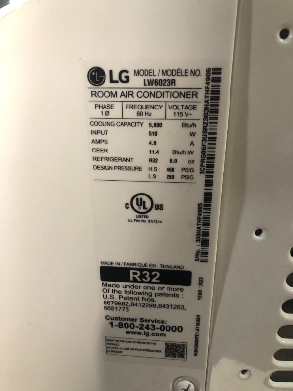 Photo 7 of *MINOR DAMAGE*LG 5800 BTU Window Air Conditioners [2023 New] White LW6023R