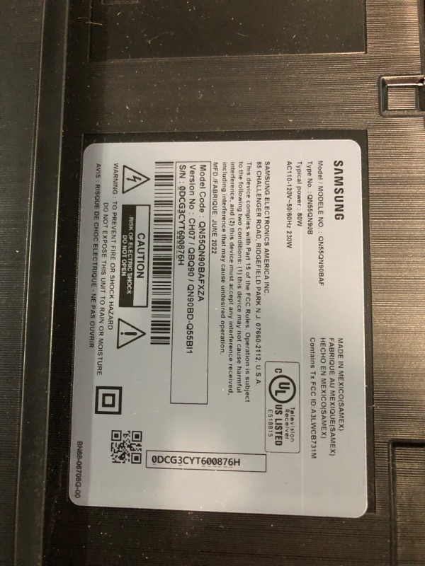 Photo 5 of **MISSING POWER CORD AND OTHER ACCESSORIES
SAMSUNG 55-Inch Class Neo QLED 4K QN90B Series Mini LED Quantum HDR 32x Smart TV 