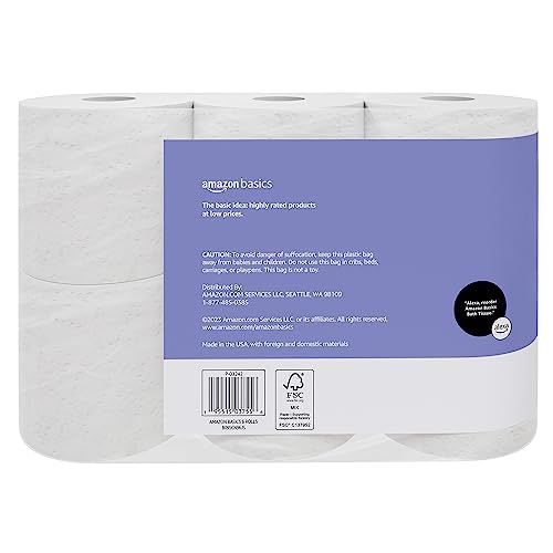 Photo 1 of Amazon Basics 2-Ply Toilet Paper, 6 Rolls (Pack of 3), 18 Rolls total 