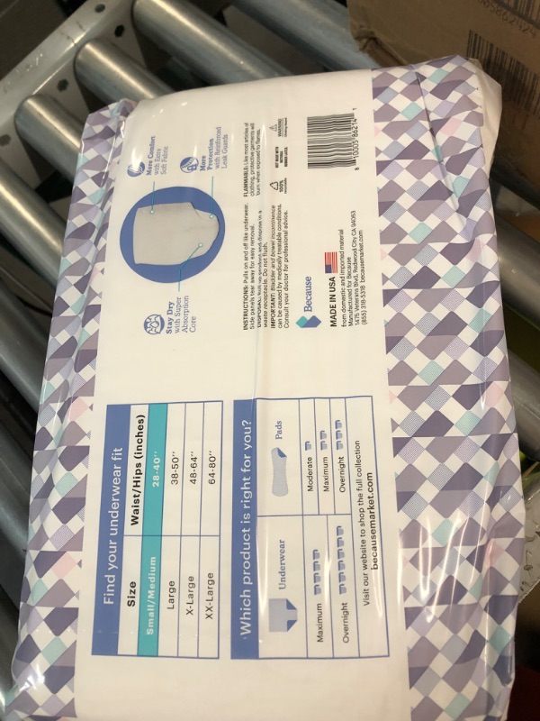 Photo 1 of Because Unisex Premium Overnight Plus Pull Up Underwear Small/Medium (1 Pack of 20)