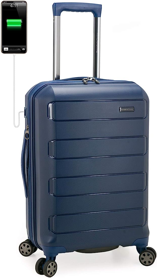 Photo 1 of *USE* raveler's Choice Hardshell Expandable Spinner Luggage, Navy, Carry-on 22-Inch