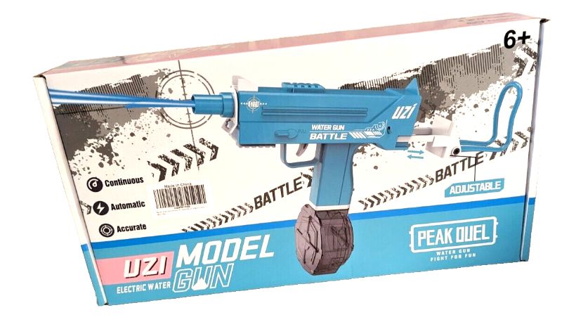 Photo 1 of **STOCK IMAGE FOR SAMPLE**
PEAK DUAL uzi model electric water gun color blue new in box 
******ONES THAT ARE ALIKE****