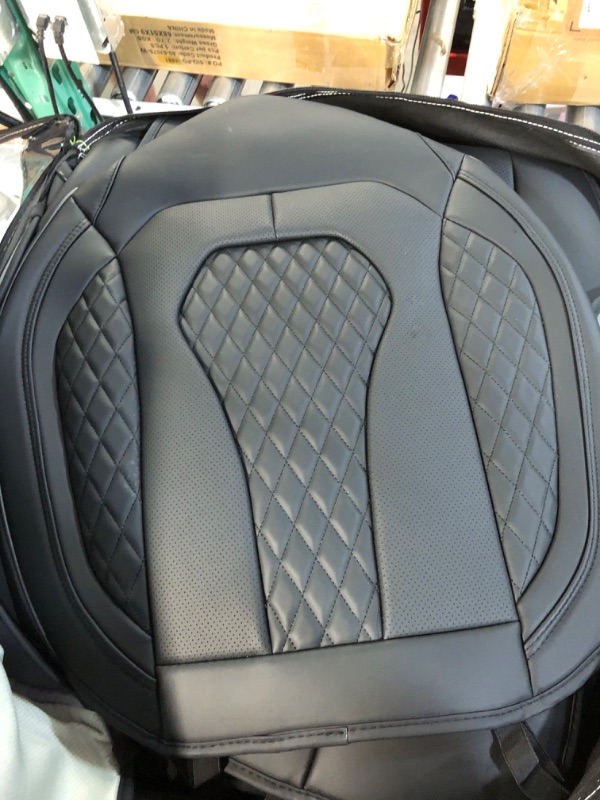 Photo 4 of Coverado Leather Seat Covers, Waterproof Luxury Leatherette Car Seat Cushions for Front/Rear 5 Pcs, 