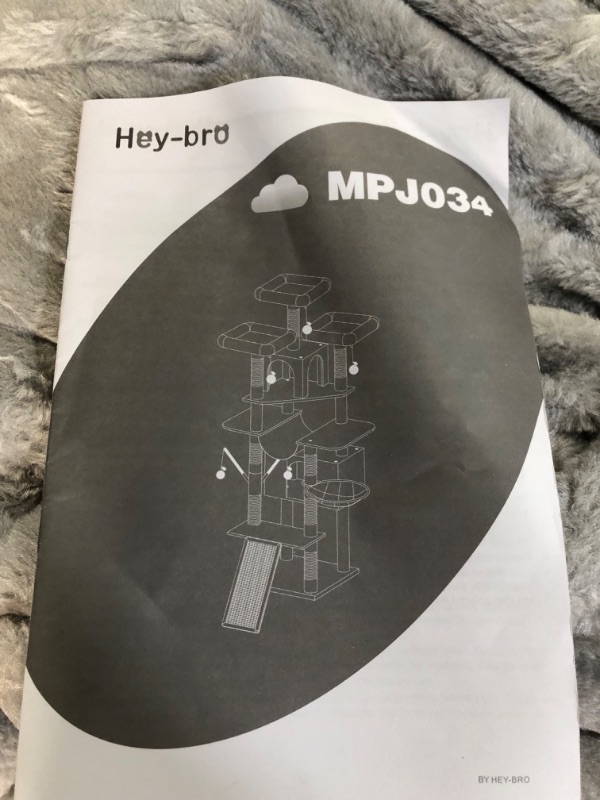 Photo 4 of **MISSING HARDWARE, PARTS ONLY** Hey-brother Cat Tree, 71 inches XL Large Cat Tower for Indoor Cats, 2 Cat Condos and Scratching Posts, Light Gray MPJ034W