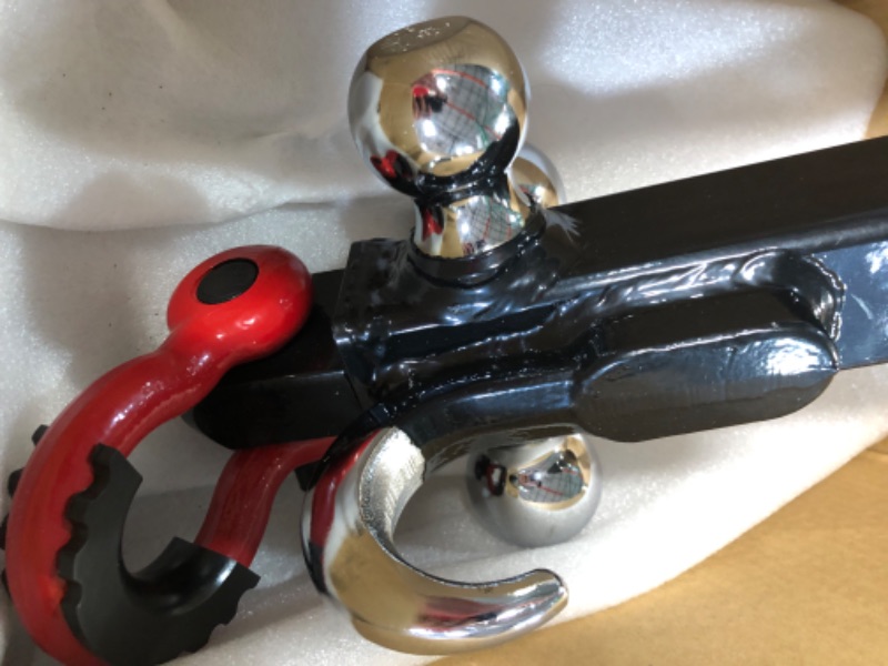 Photo 2 of Ayleid Trailer Hitch Tri-Ball Mount with Hook&Pin&Rotatable Tow Shackle,Fits 2-in Receiver with 1-7/8-in,2-in,2-5/16-in Hitch Ball A-With Shackle