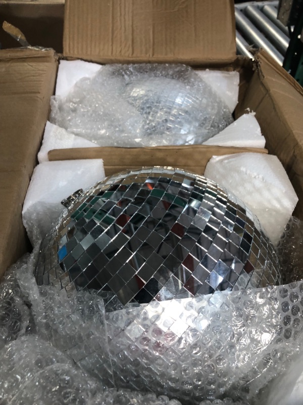 Photo 3 of 2 Pack 8" Mirror Disco Ball, Great for a Party or Dj Light Effect Christmas Decoration Accessories