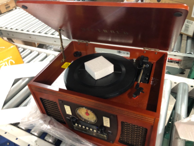 Photo 2 of Victrola Navigator 8-in-1 Classic Bluetooth Record Player with USB Encoding and 3-Speed Turntable Bundle with Victrola Wooden Stand for Wooden Music Centers with Record Holder Shelf, Mahogany