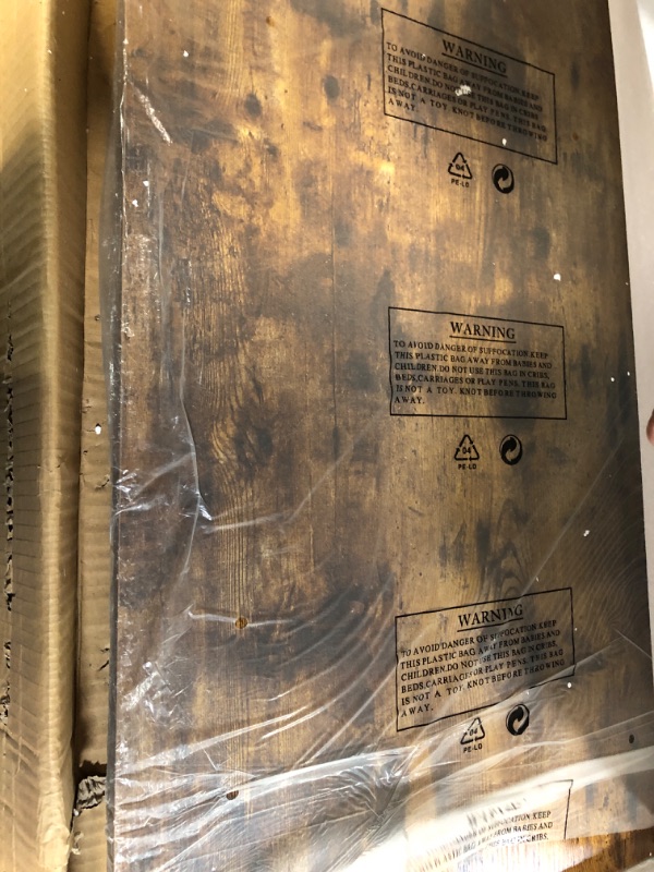 Photo 1 of LUFEIYA Small Computer Desk Study Table for Small Spaces Home Office 31 Inch Rustic Student Laptop PC Writing Desks with Storage Bag Headphone Hook,Brown 31.5 Brown