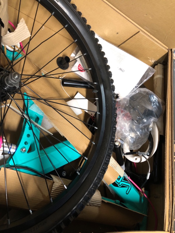 Photo 1 of **FOR PARTS OR REPAIR**SEE NOTES**
Dynacraft Vertical Dual Suspension Mountain Bike Girls 24 Inch Wheels with 18 Speed Grip Shiter and Dual Hand Brakes in Teal and Pink