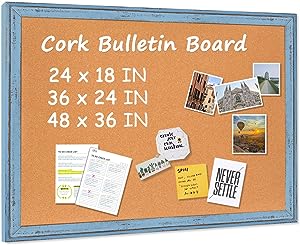 Photo 1 of Bulletin Board with Blue Rustic Frame, Cork Board 25 x 20