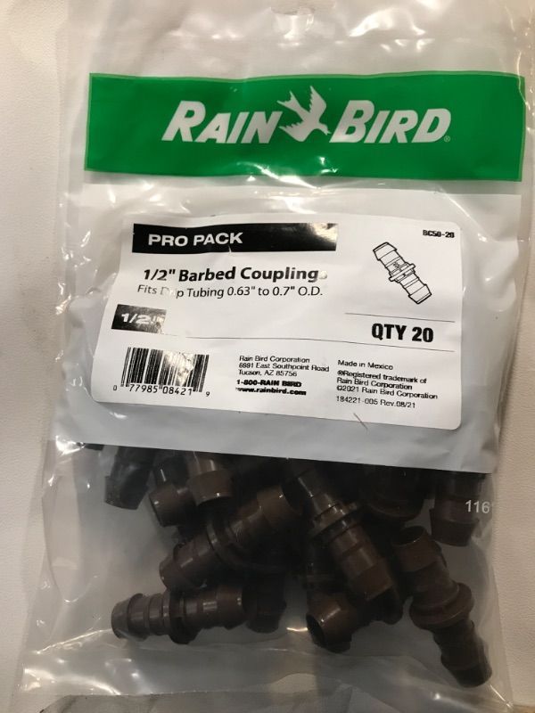 Photo 2 of  Rain Bird 1/2 in. Barbed Coupling (20-Pack), Browns / Tans
