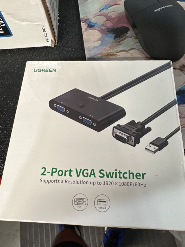 Photo 2 of UGREEN VGA 2 in 1 Out Switch 2 Port Audio Video Switcher Box with Manual Switch Button Support 1920x1080P@60Hz for PC TV Monitor