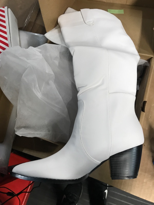 Photo 2 of * women's 6 1/2 *
Coutgo Womens Knee High Boots Chunky Block Mid Heel Pointed Toe Fall Winter Riding Boots White 6.5