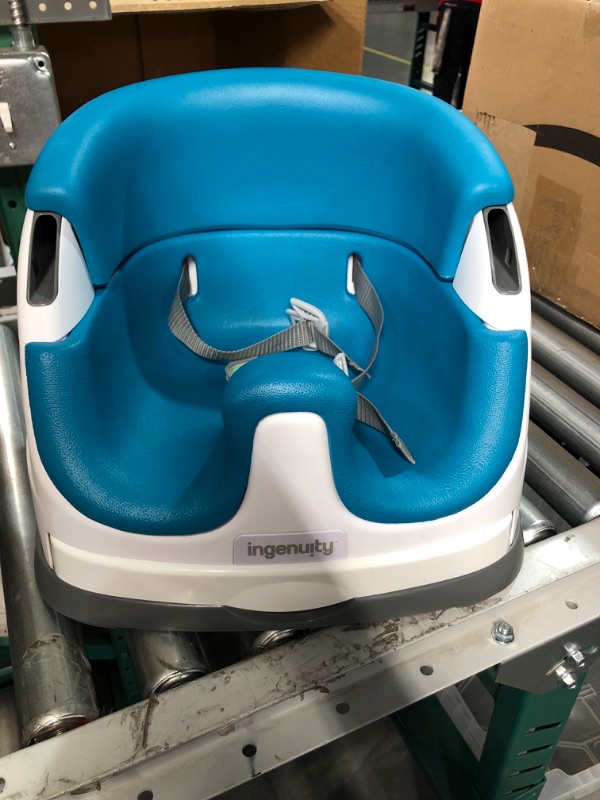 Photo 2 of Ingenuity Baby Base 2-in-1 Booster Feeding and Floor Seat with Self-Storing Tray - Peacock Blue