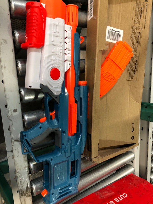 Photo 2 of ** SEE NOTES ** NERF Elite 2.0 Motoblitz Blaster with Scope, Motorized 10-Dart Blasting, Airblitz 6 Darts, 22 Darts, Outdoor Toys for 8 Year Old Boys & Girls