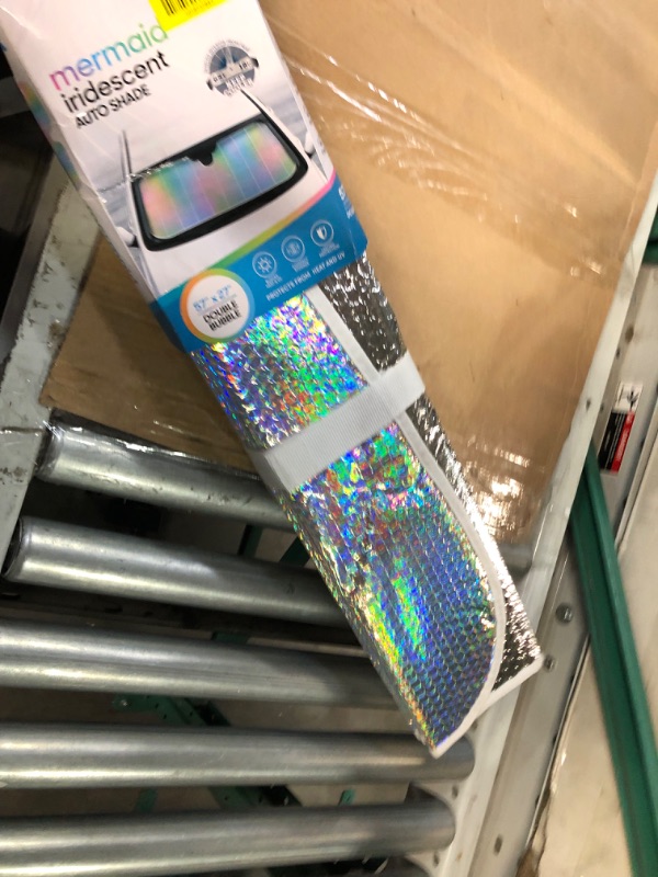 Photo 2 of BDK Sharper Image - Iridescent Mermaid, Hologram Foil, Chameleon Front Windshield Sun Shade, Double Bubble Accordion Folding Auto Sunshade for Car Truck SUV 58 x 27 Inch (SIAS-2531)