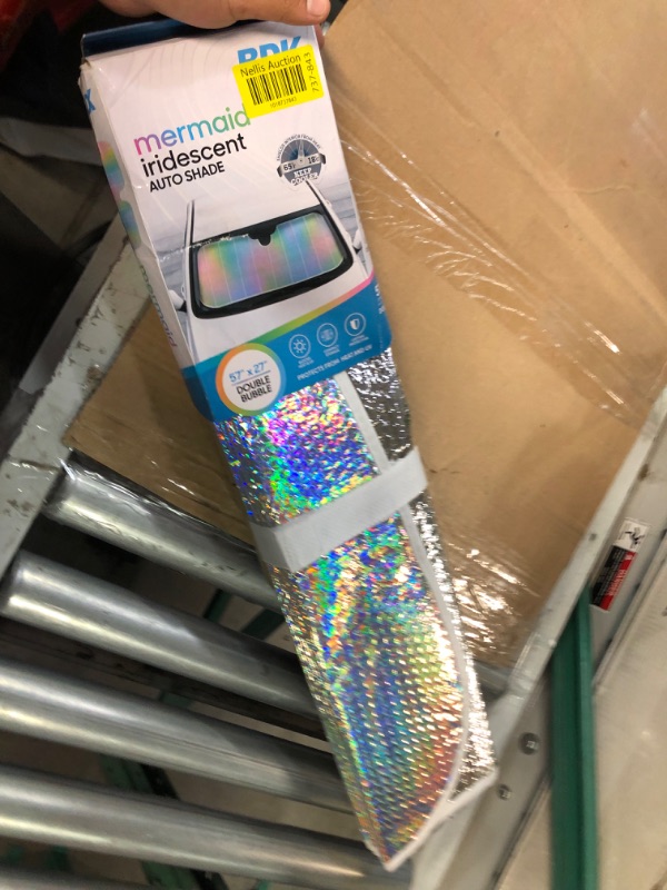 Photo 3 of BDK Sharper Image - Iridescent Mermaid, Hologram Foil, Chameleon Front Windshield Sun Shade, Double Bubble Accordion Folding Auto Sunshade for Car Truck SUV 58 x 27 Inch (SIAS-2531)