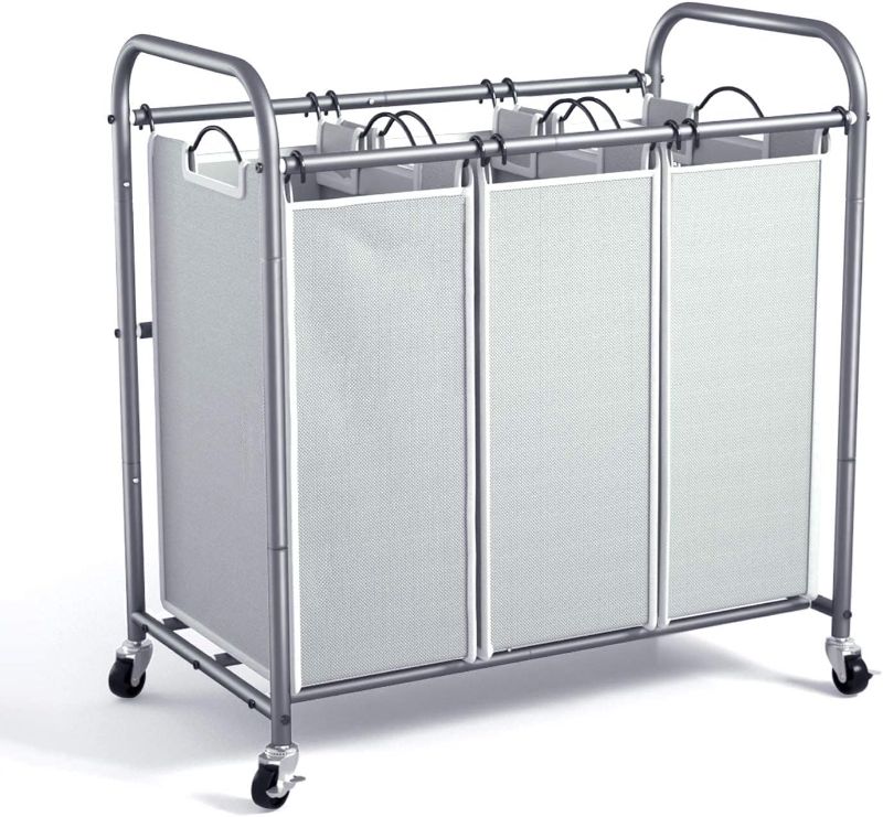 Photo 1 of  Laundry Sorter, Laundry Hamper 3 Section with Heavy Duty Rolling Lockable Wheels