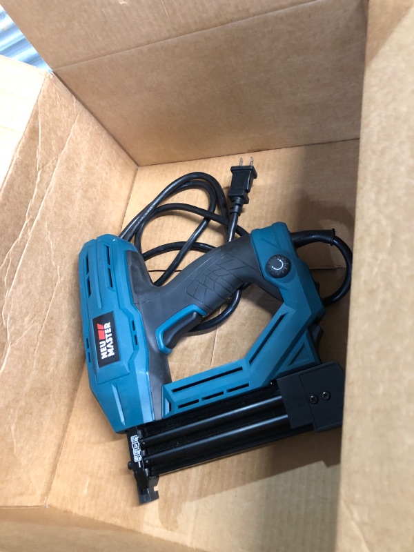 Photo 2 of Electric Brad Nailer, NEU MASTER NTC0040 Electric Nail Gun/Staple Gun for Upholstery, Carpentry and Woodworking Projects, 1/4'' Narrow Crown Staples 200pcs and Nails 800pcs Included Electric Powered+Convenience Usage