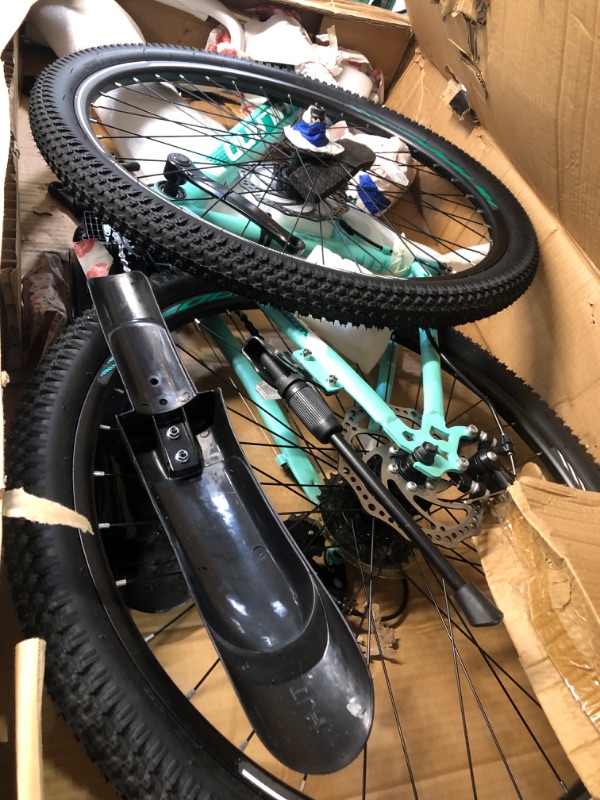 Photo 1 of Hiland 26 Inch Womens Mountain Bike,with Step-Through Frame,Shimano 21 Speeds,Suspension Fork MTB,Bicycle for Women Men Adult green