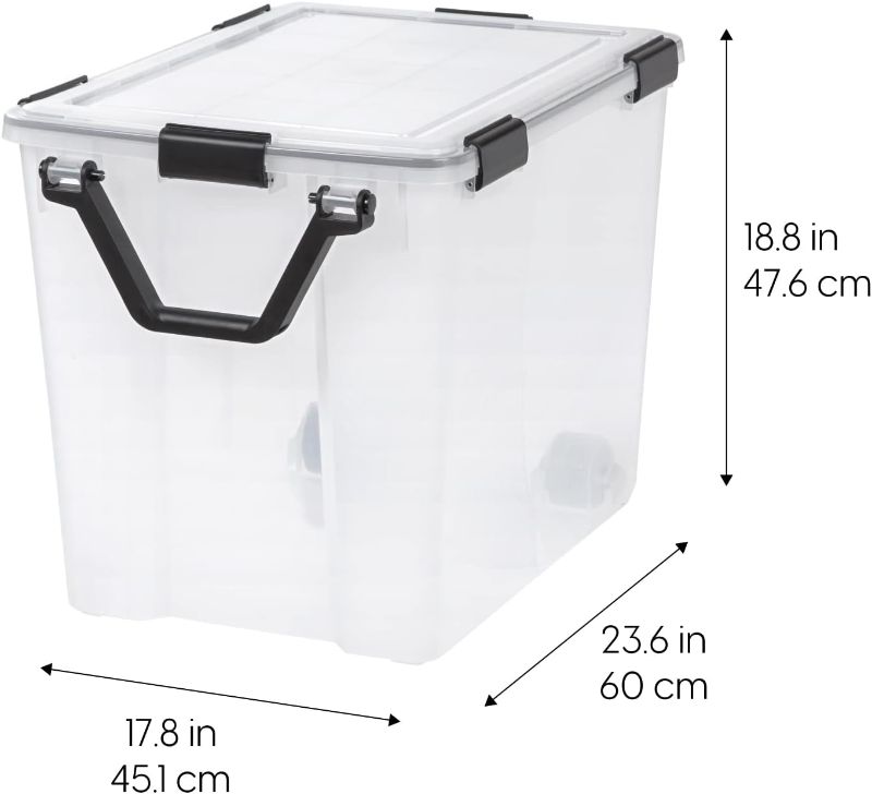 Photo 1 of ***DAMAGED - SEE NOTES***
IRIS USA 1 Pack 103qt WEATHERPRO Airtight Wheeled Plastic Storage Bin