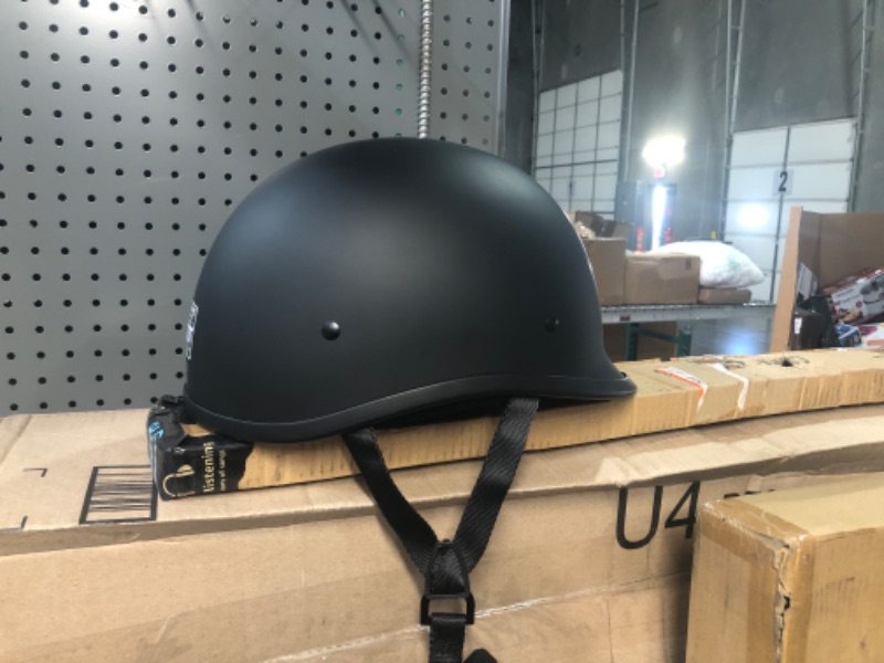 Photo 2 of Milwaukee Helmets MPH9750DOT Dot Approved Matte Black 'Polo' Half Motorcycle Face Motorcycle Half Motorcycle Helmet for Men and Women Biker - Large Large Matte Black