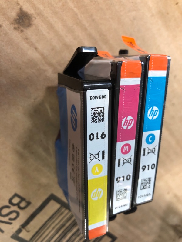 Photo 2 of HP 910 Cyan, Magenta, Yellow Ink Cartridges (3-pack) | Works with HP OfficeJet 8010, 8020 Series, HP OfficeJet Pro 8020, 8030 Series | Eligible for Instant Ink | 3YN97AN