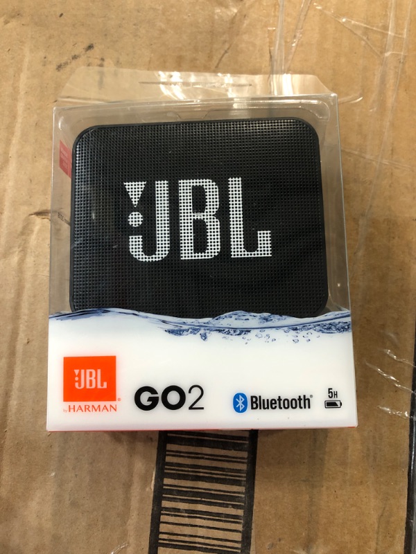 Photo 2 of JBL GO2 - Waterproof Ultra-Portable Bluetooth Speaker - Black & Go 3: Portable Speaker with Bluetooth, Builtin Battery, Waterproof and Dustproof Feature Blue JBLGO3BLUAM Black Speaker + Portable Speaker