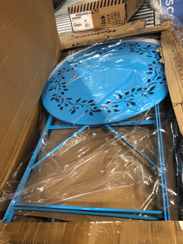 Photo 2 of 
Alpine Corporation Bistro Set, Table: 24" L x 24" W x 28" H Chair: 17" L 18" W x 33" H, Blue