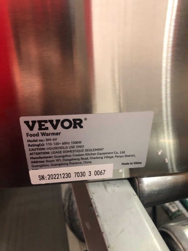 Photo 5 of 
VEVOR 110V 6-Pan Commercial Food Warmer