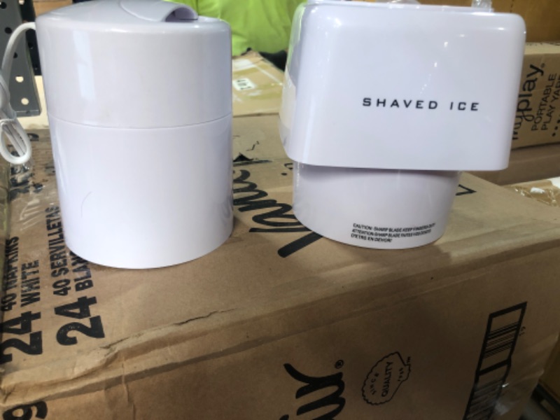 Photo 3 of Nostalgia Retro Electric Table-Top Snow Cone Maker, Vintage Shaved Ice Machine Includes 1 Reusable Plastic Cup and Ice Mold, White