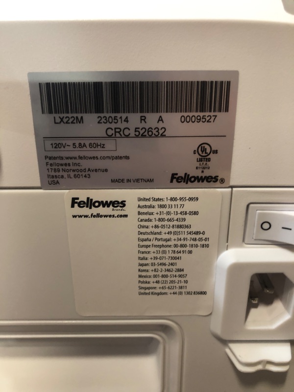 Photo 3 of Fellowes LX22M 20 Sheet P-4 Micro-Cut, Heavy Duty Paper Shredder for Office, 100% Jam Proof (White) 20 Sheet White Paper Shredder