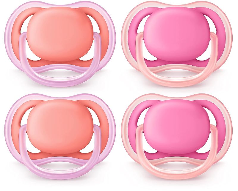 Photo 1 of *STOCK PHOTO JUST FOR REFERENCE**
Philips AVENT Ultra Air Pacifier, 6-18 Months, Pink/Peach, 4 Pack, SCF245/42
