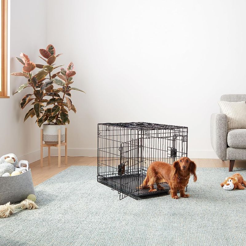 Photo 1 of **SEE NOTES**
Amazon Basics Durable, Foldable Metal Wire Dog Crate with Tray, Double Door, 30 Inches, Black
