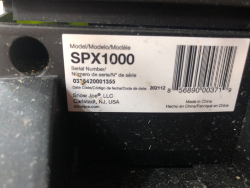 Photo 3 of **SEE NOTES**
Sun Joe SPX2688-MAX 2050 Max PSI 1.8-GPM Max Electric High Pressure Washer I MAX (SPX2688-MAX)