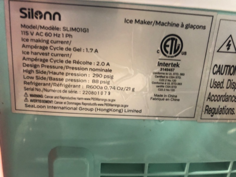 Photo 5 of **SEE NOTES**
Silonn Ice Makers Countertop, 9 Cubes Ready in 6 Mins, 26lbs in 24Hrs, Self-Cleaning Ice Machine with Ice Scoop and Basket, Green 