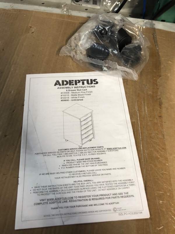 Photo 2 of [FOR PARTS]
ADEPTUS 10016 6 Drawer Roll Cart, Black