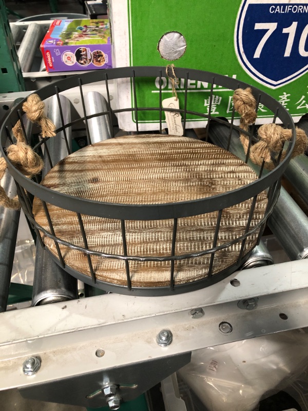Photo 2 of * SEE NOTES * Stonebriar 2pc Round Stackable Metal Wire and Wood Basket Set with Rope Handles,