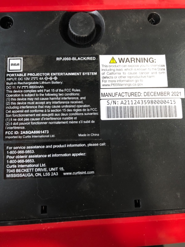 Photo 4 of RCA - RPJ060 Portable Projector Home Theater Entertainment System, Long Lasting Battery - 2.5 Hours per Charge - Outdoor, Rechargeable, Speakers - Enjoy Without Any Cable on The go - Phone/Stick/PC Black/Red