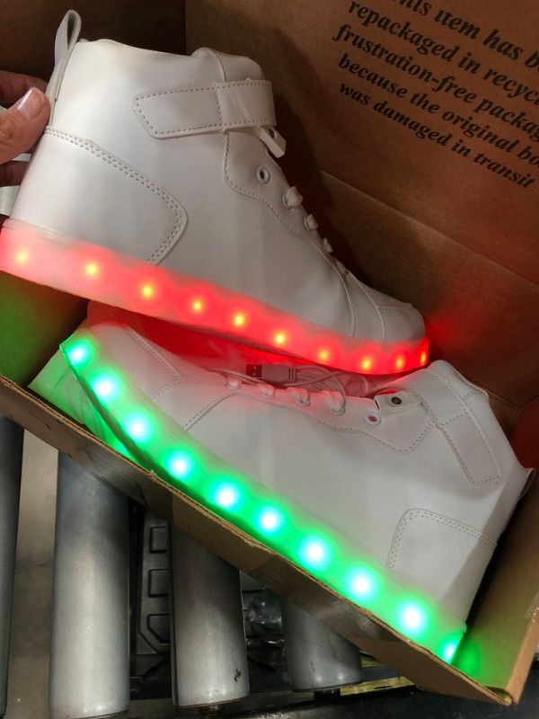 Photo 2 of LED Light Up Shoes Unisex High top Sneakers Flashing Shoes for Women Men Teens with USB Charging Glowing Luminous Shoes 13 Women/10.5 Men White