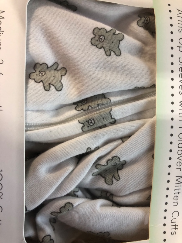 Photo 2 of Amazing Baby Transitional Swaddle Sack with Arms Up Half-Length Sleeves and Mitten Cuffs, Tiny Bear, Sterling, Medium, 3-6 Months, 14-21 lbs (Better Sleep for Baby, Easy Swaddle Transition) Sterling Tiny Bears Medium (14-21 Pound)