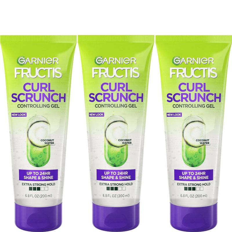 Photo 1 of Garnier Fructis Style Curl Scrunch Controlling Gel for Shape & Shine, 6.8 Fl Oz, 3 Count (Packaging May Vary)