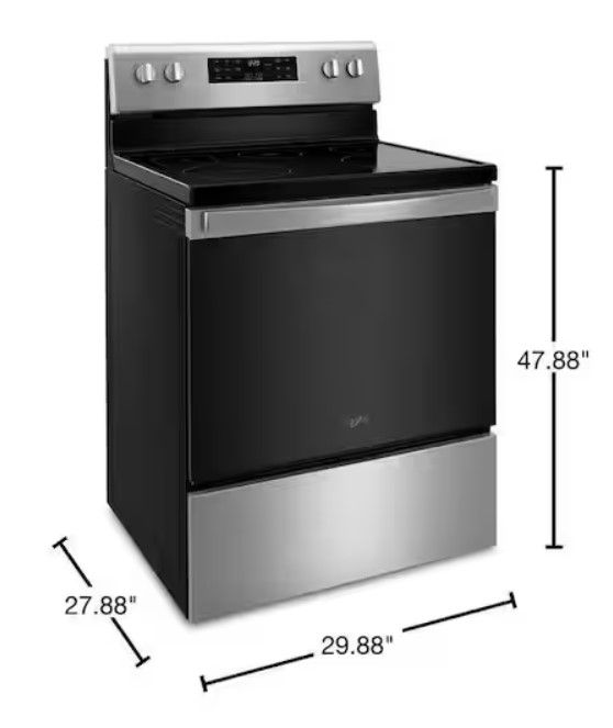 Photo 1 of **DAMAGED, BENT DRAWER, GLASS FALLING OUT OF FRAME, SEE PHOTOS** Whirlpool 30-in Self-Cleaning Air Fry Convection Oven Freestanding Electric Range