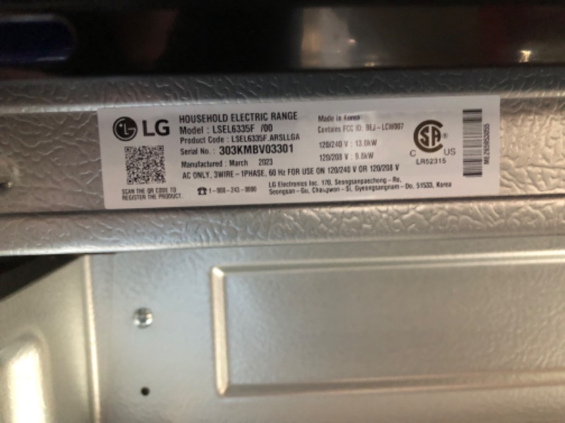 Photo 2 of LG 6.3 cu ft. Electric Slide-In Range with Air Fry