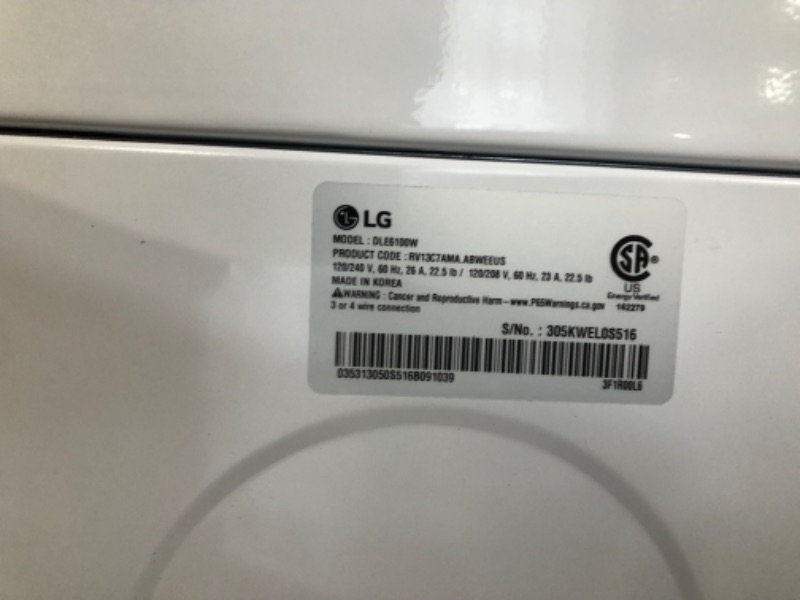 Photo 10 of LG 7.3 cu. ft. Electric Dryer