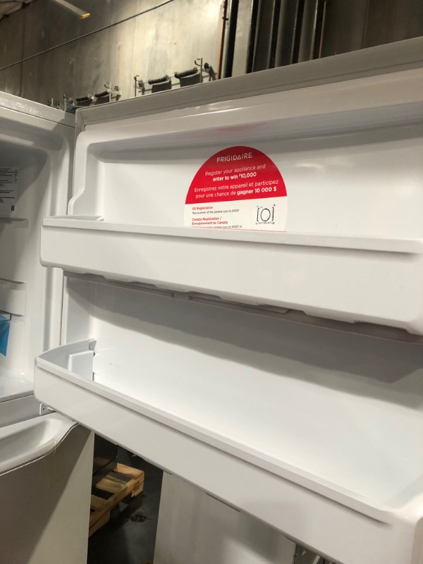 Photo 4 of **MINOR DENTS AND SCRATCHES SEE LAST TWO PHOTOS**
Frigidaire 18.3 Cu. Ft. Top Freezer Refrigerator MODEL #: FFTR1814WW SERIAL #:BA33026569
