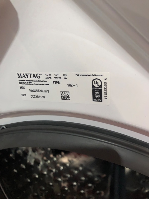 Photo 7 of FRONT LOAD WASHER WITH EXTRA POWER AND 12-HR FRESH SPIN™ OPTION - 4.5 CU. FT. MODEL #: MHW5630HW SERIAL #: CC3302130