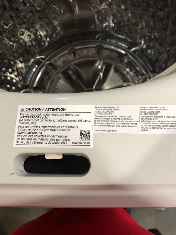 Photo 10 of Samsung 5.5-cu ft High Efficiency Impeller Smart Top-Load Washer (Ivory) ENERGY STAR Model #WA55A7300AE/US SERIAL #: 01H057BW603766V