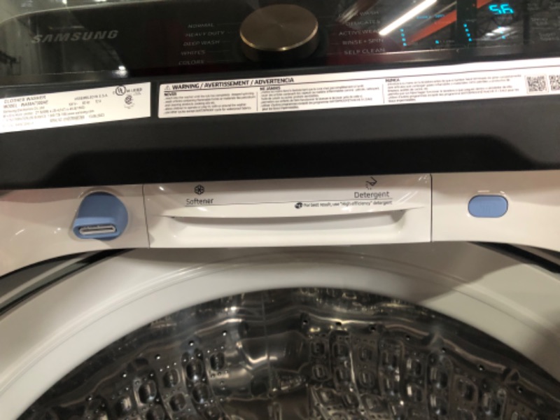 Photo 8 of Samsung 5.5-cu ft High Efficiency Impeller Smart Top-Load Washer (Ivory) ENERGY STAR Model #WA55A7300AE/US SERIAL #: 01H057BW603766V