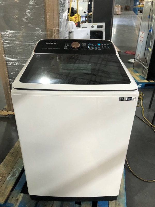 Photo 2 of Samsung 5.5-cu ft High Efficiency Impeller Smart Top-Load Washer (Ivory) ENERGY STAR Model #WA55A7300AE/US SERIAL #: 01H057BW603766V